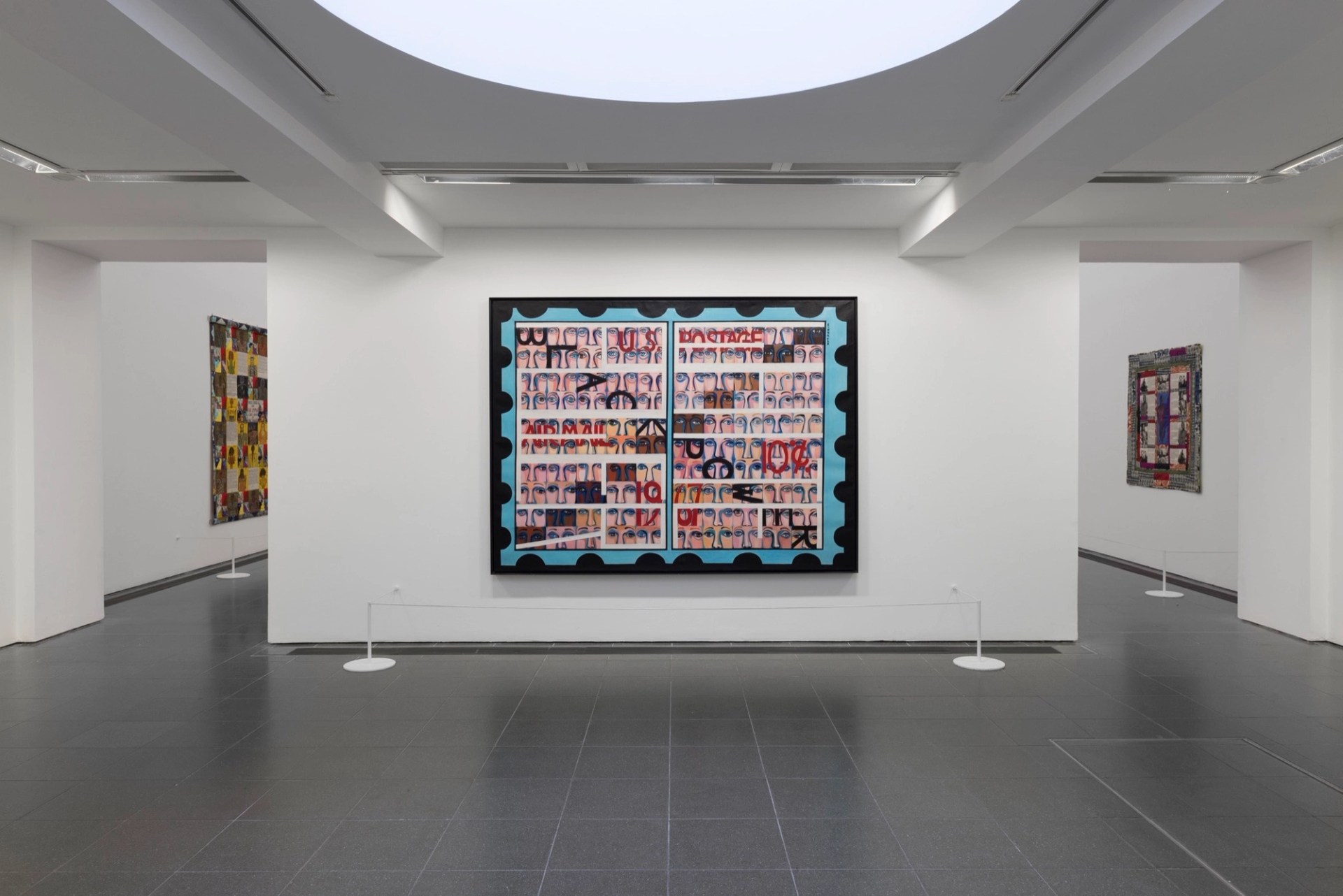 Installation view, Faith Ringgold, American People # 19: US Postage Stamp Commemorating the Advent of Black Power (1967). Courtesy of the artist and ACA Gallery, New York.