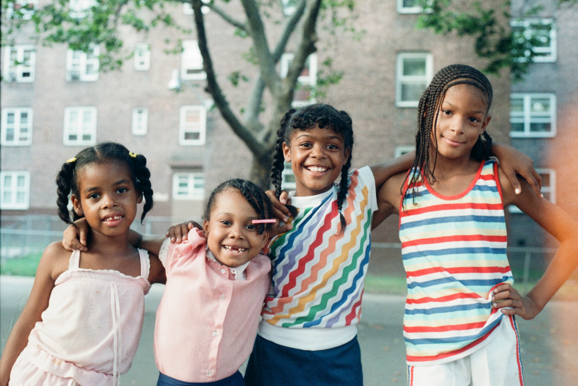 Jamel Shabazz, Four Little Girls, Red Hook, Brooklyn, 1980. Courtesy of the artist.