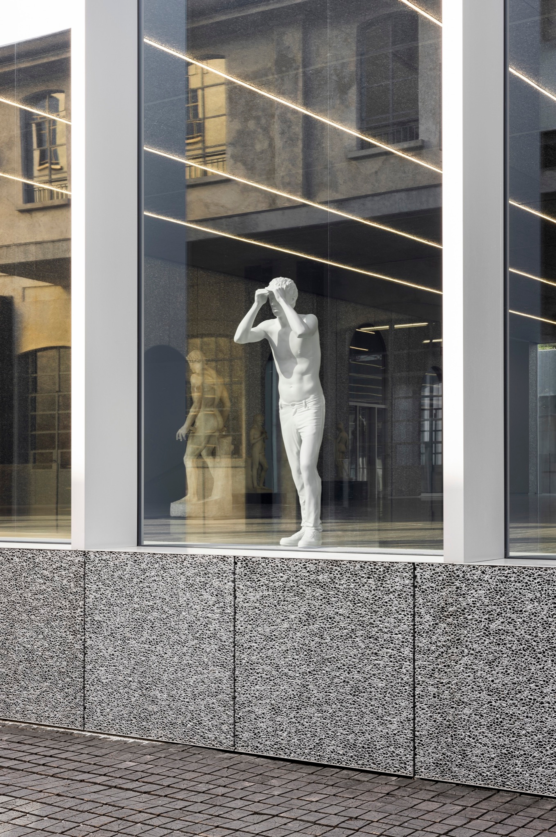 Installation view, Elmgreen & Dragset, “Useless Bodies?" Fondazione Prada, Milan. Photo: Andrea Rossetti; courtesy of Fondazione Prada