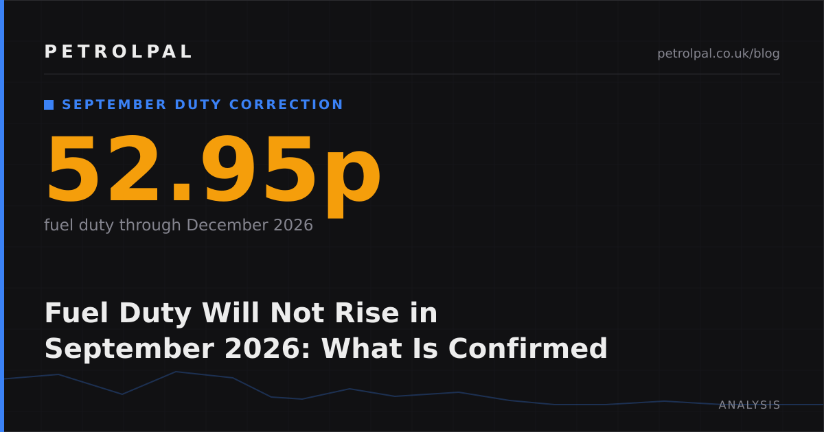 Fuel Duty Will Not Rise in September 2026: What Is Confirmed
