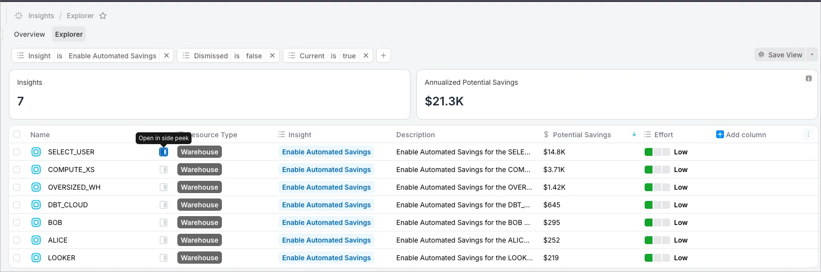Insights Explorer in SELECT