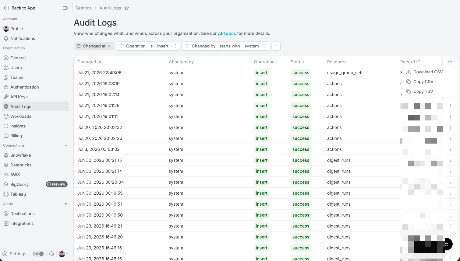 Audit Logs - System Events