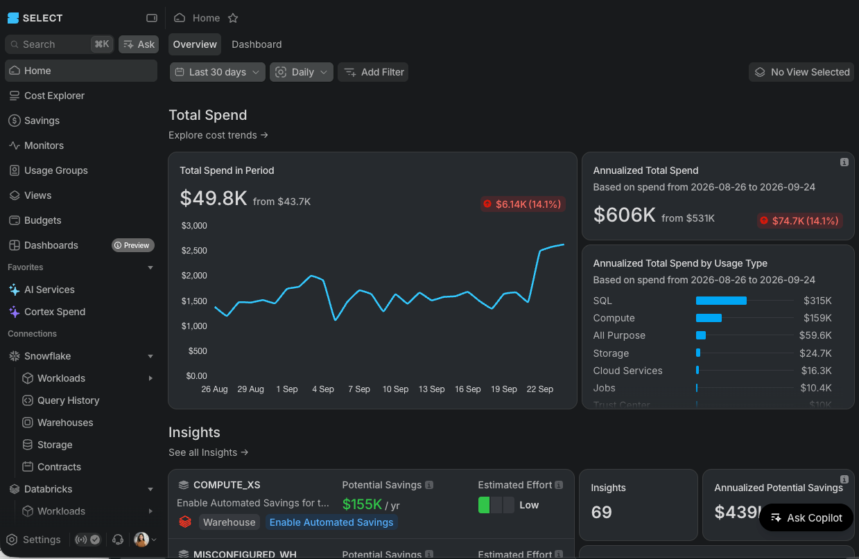 SELECT Home in dark mode