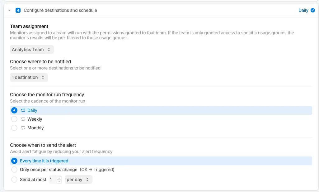 Configure destinations in SELECT