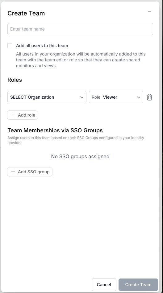 Creating a Team in SELECT