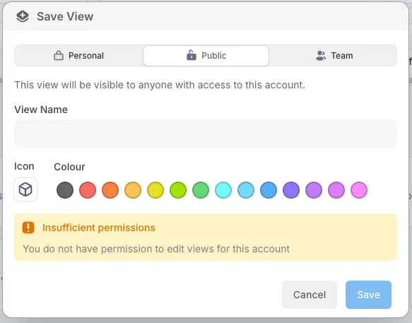 Viewer on team cannot save Public Views in SELECT