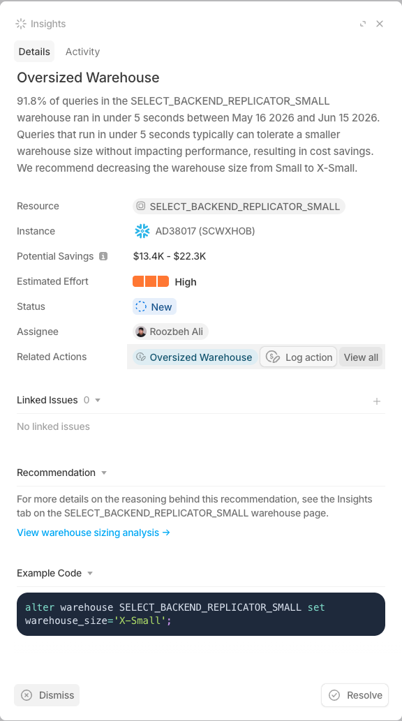 Log action appears when you hover over the 'Related actions' row