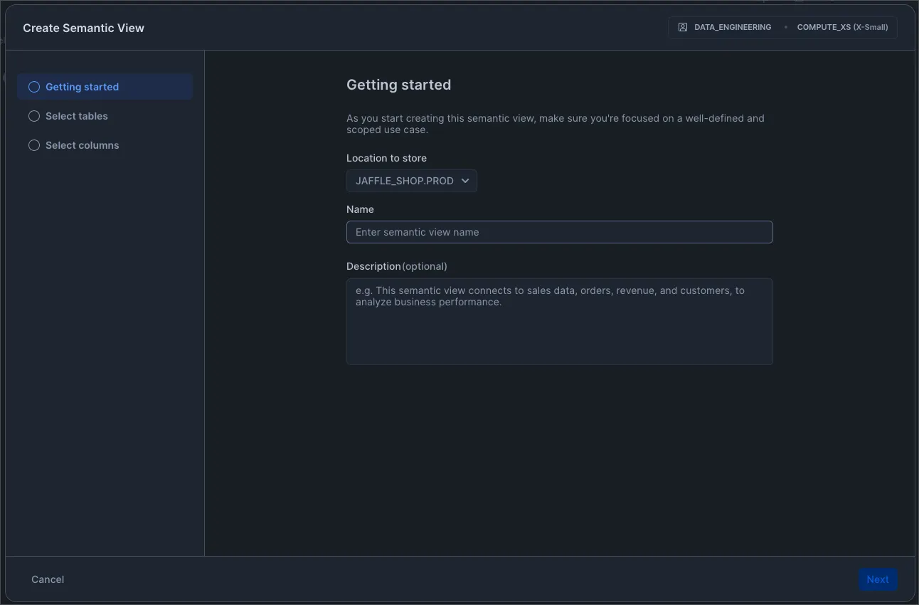 Create a Semantic View in Snowflake prep for Snowflake Intelligence
