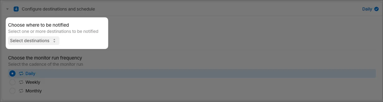 Add a distination for monitors in SELECT