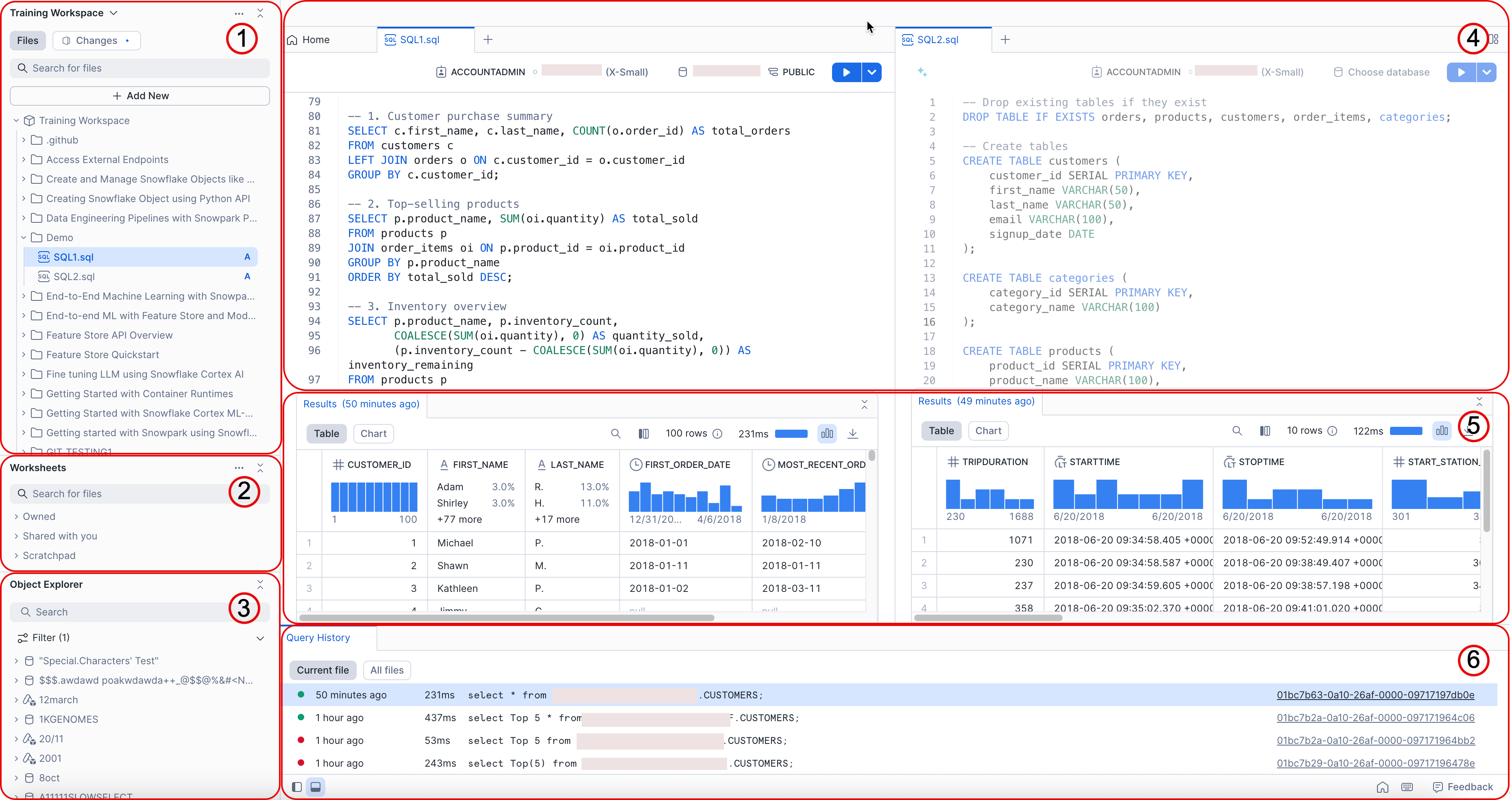 WIth Snowflake Workspaces, we can connect to Git providers in a more seamless way, and explore files in a file tree.