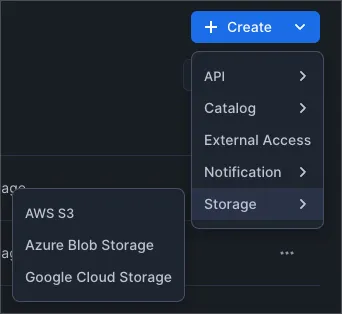 Create Integration dialogue box in Snowflake Snowsight
