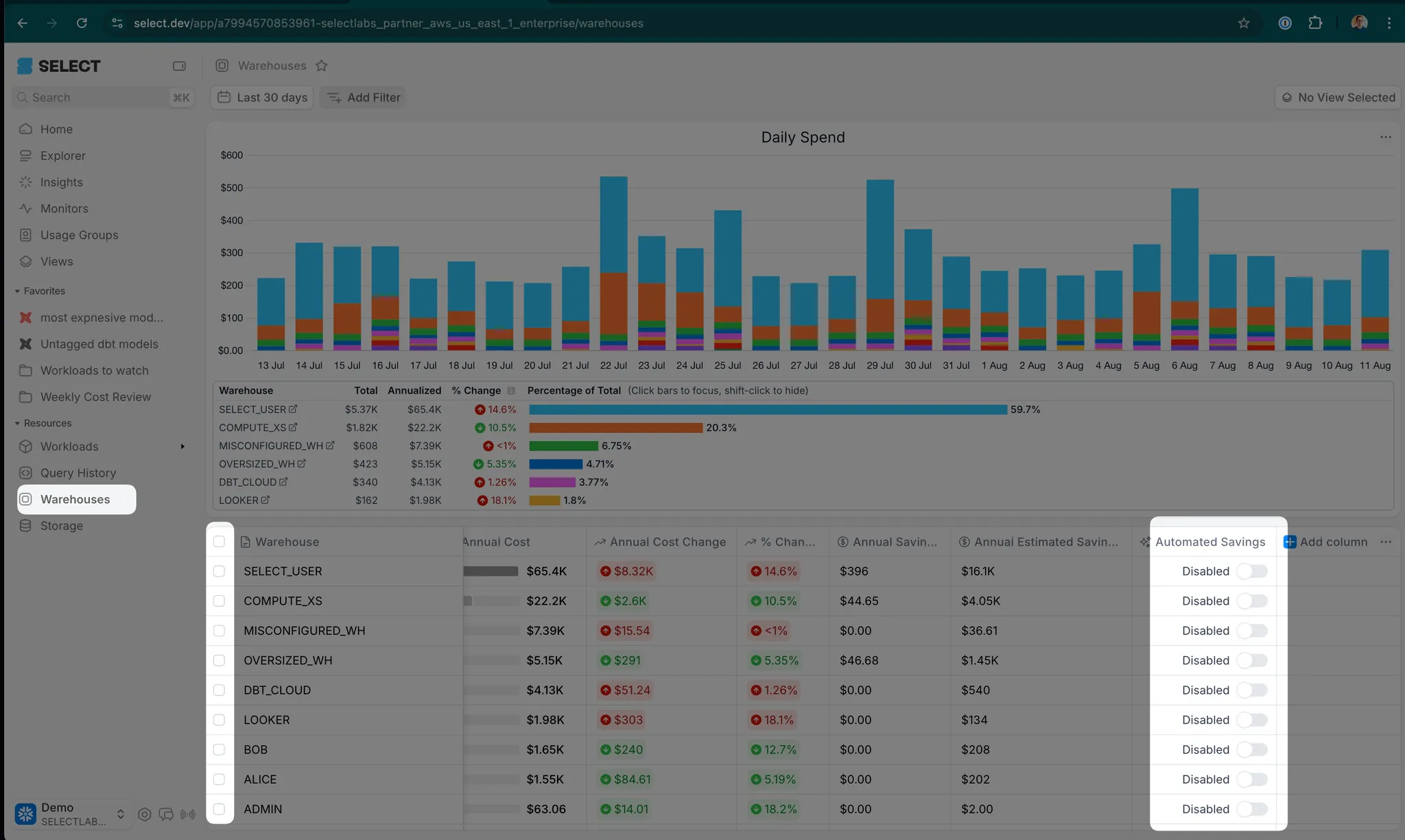 Enable Automated Savings in SELECT