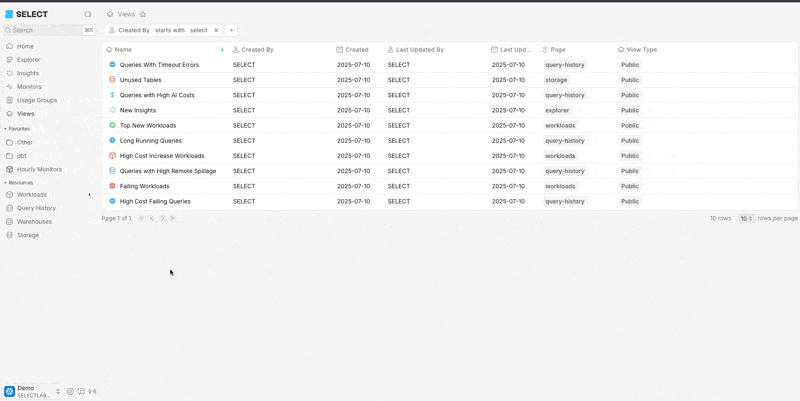 Edit a Saved View in SELECT