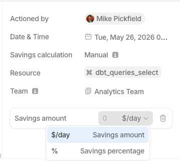 Manual Savings can be auto or a flat $/day