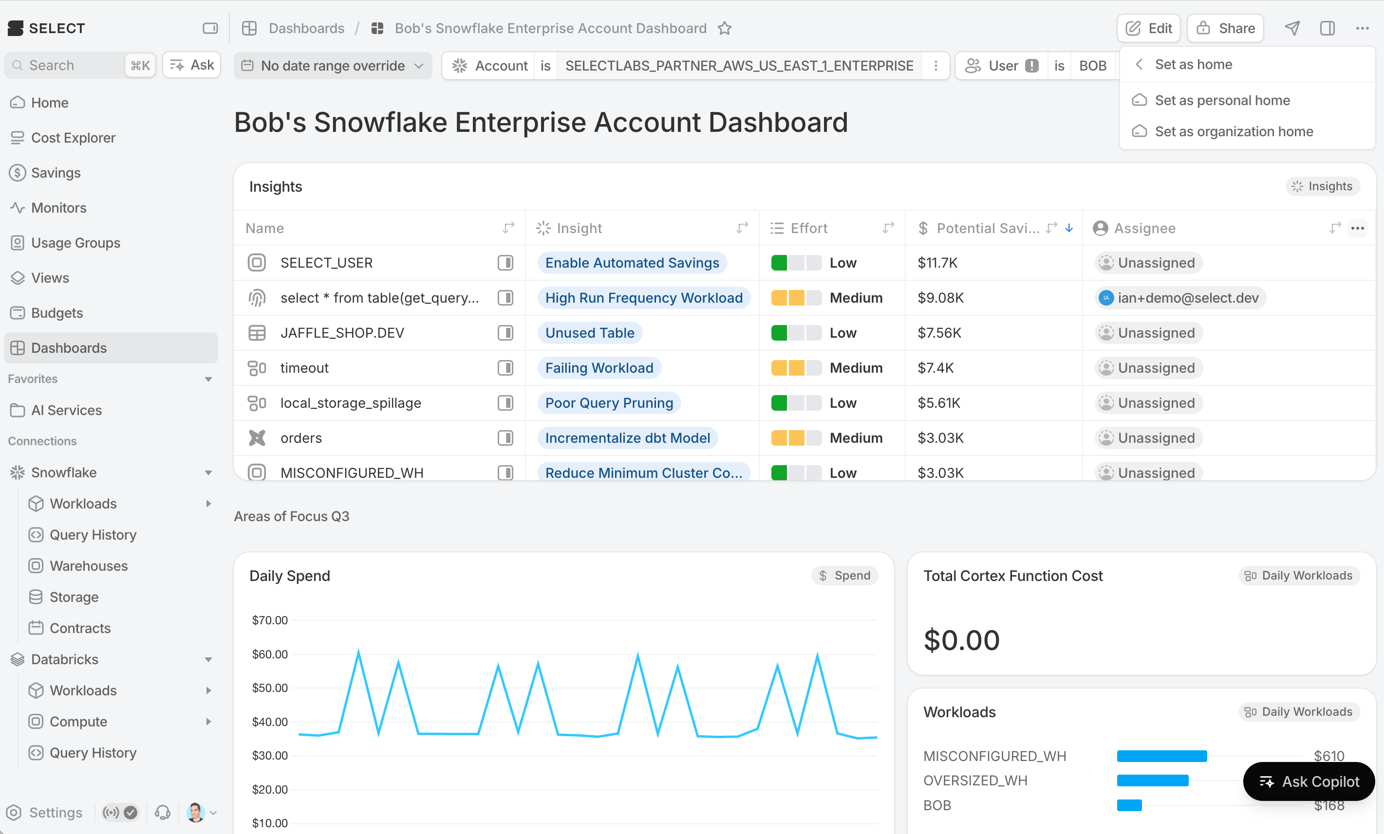 add dashboard as home from dashboard detail page