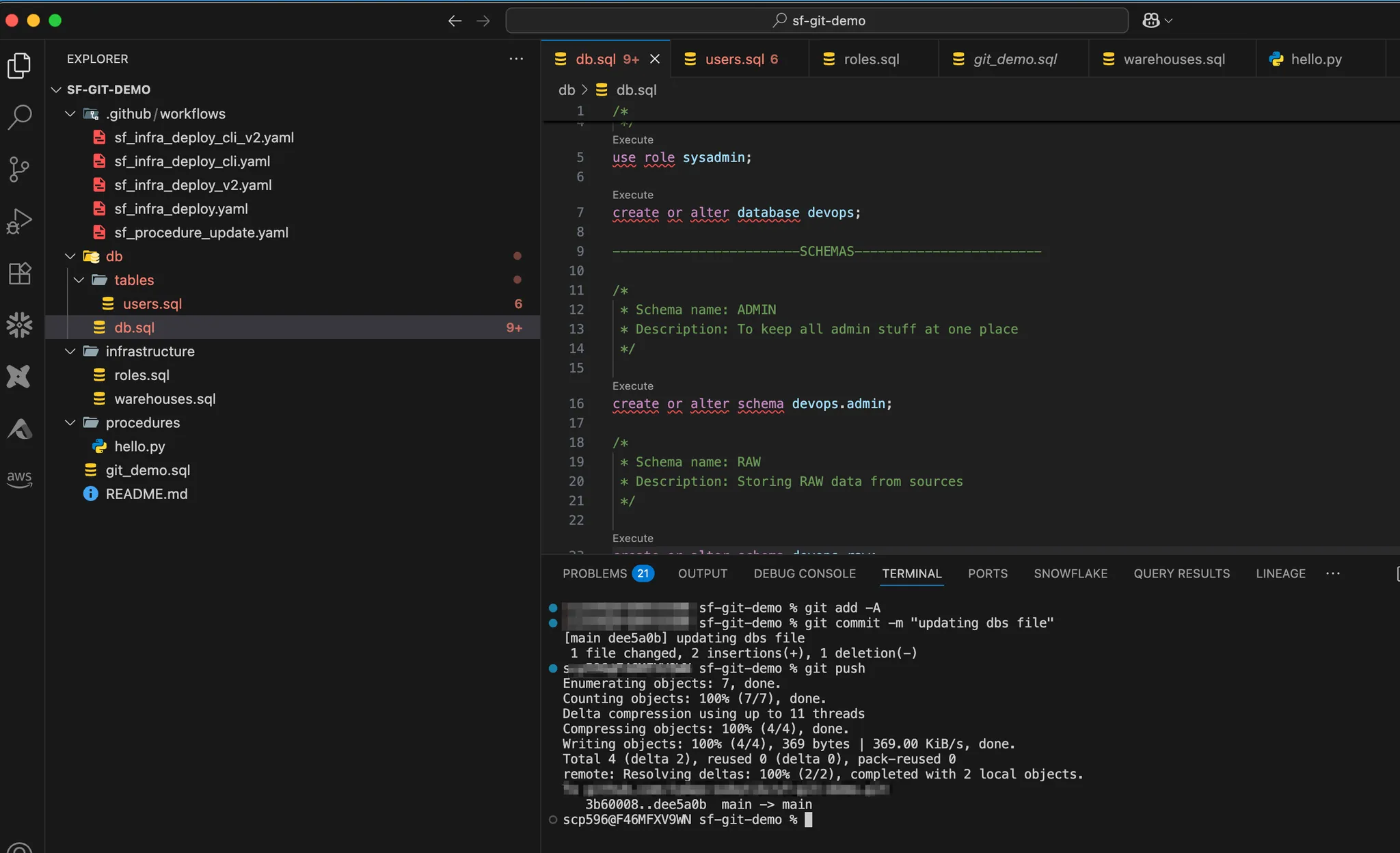 CI/CD in Snowflake using GitHub Actions + Snowflake Git Stage