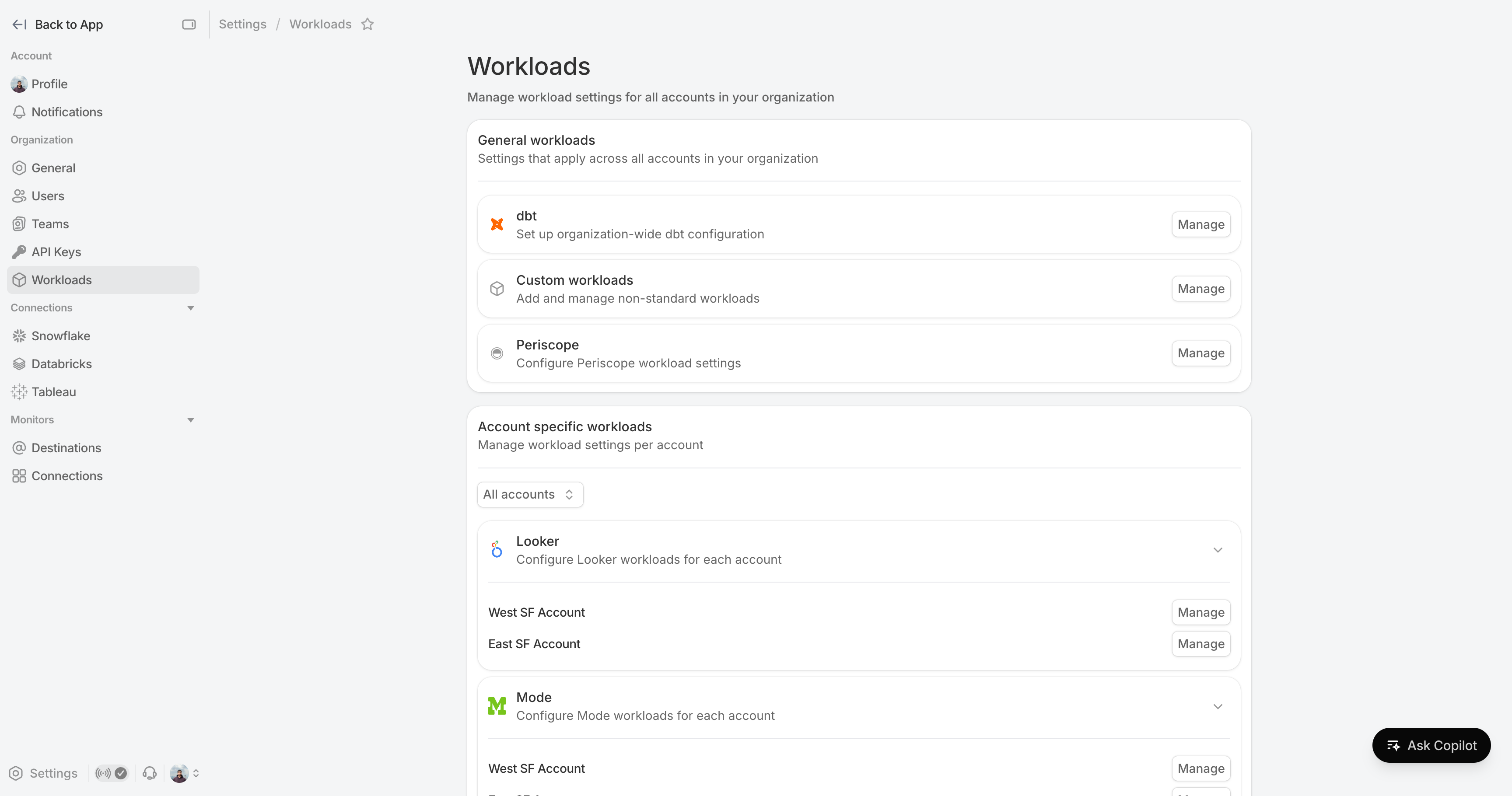 Workload Configuration in SELECT