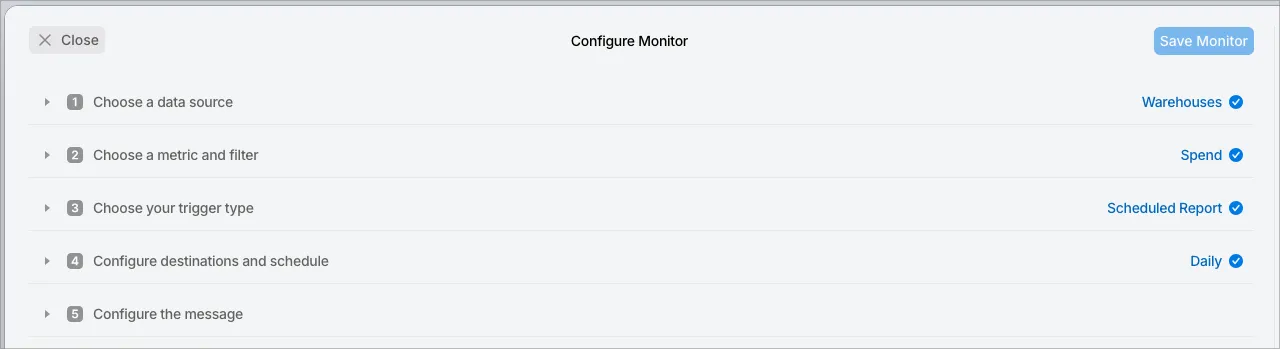 SELECT Monitor creation flow