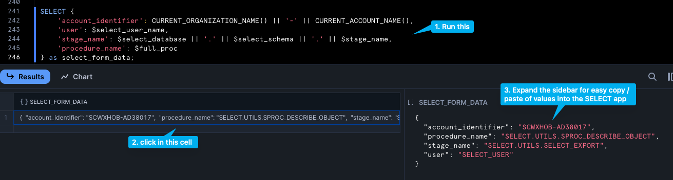 Details needed for connecting SELECT app to Snowflake