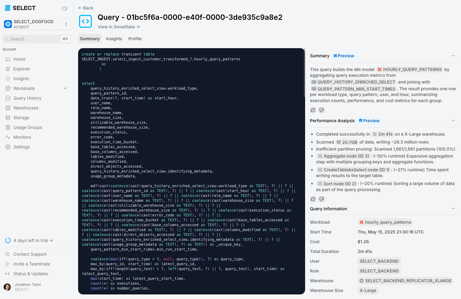 SELECT AI Query Summaries