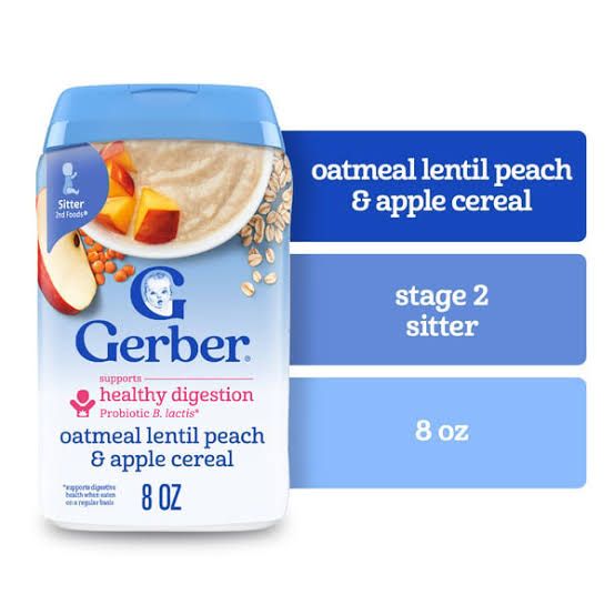 GERBER OATMEAL LENTIL PEACH AND APPLE CEREAL 