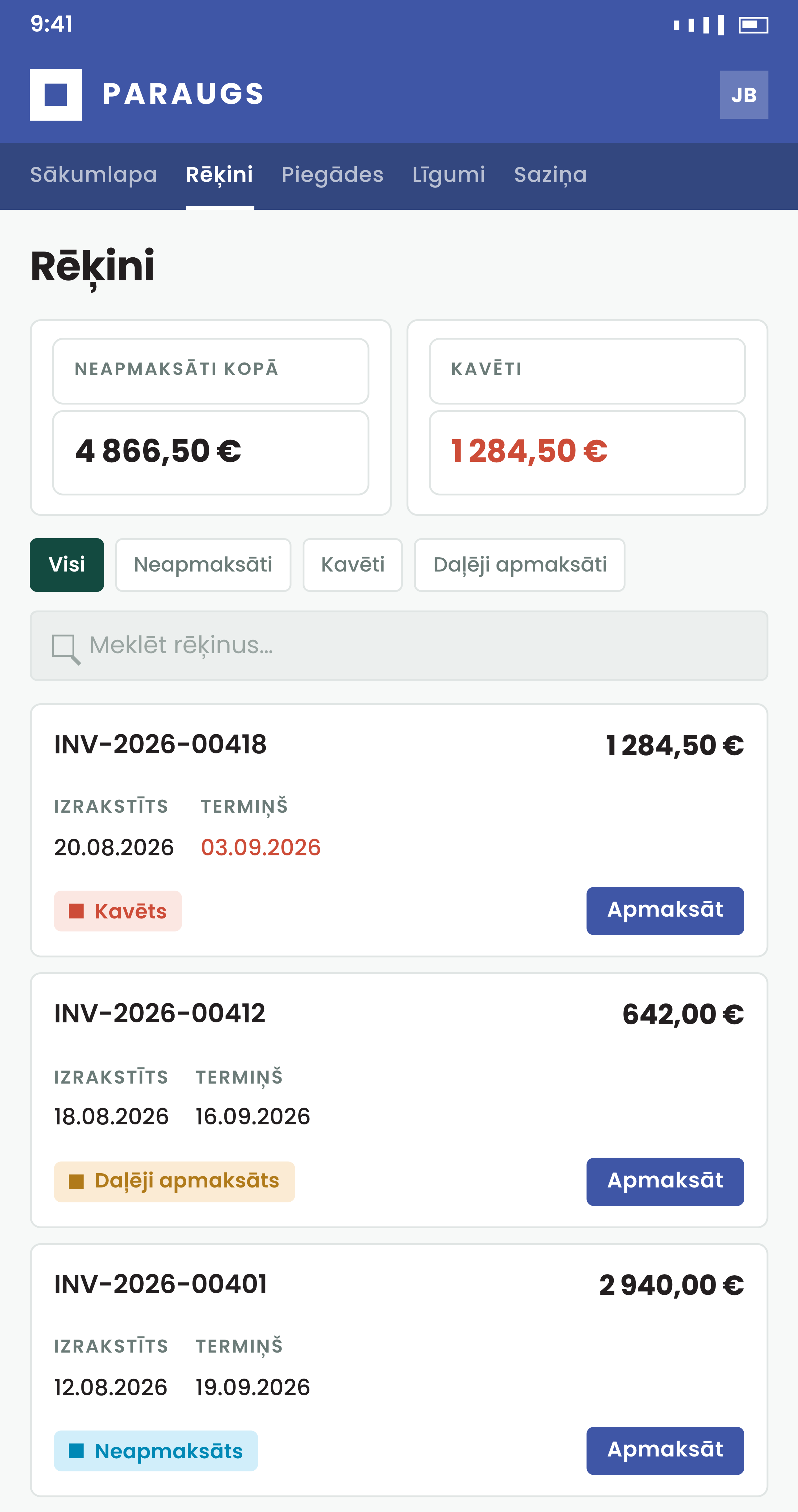 herbe portal invoice list