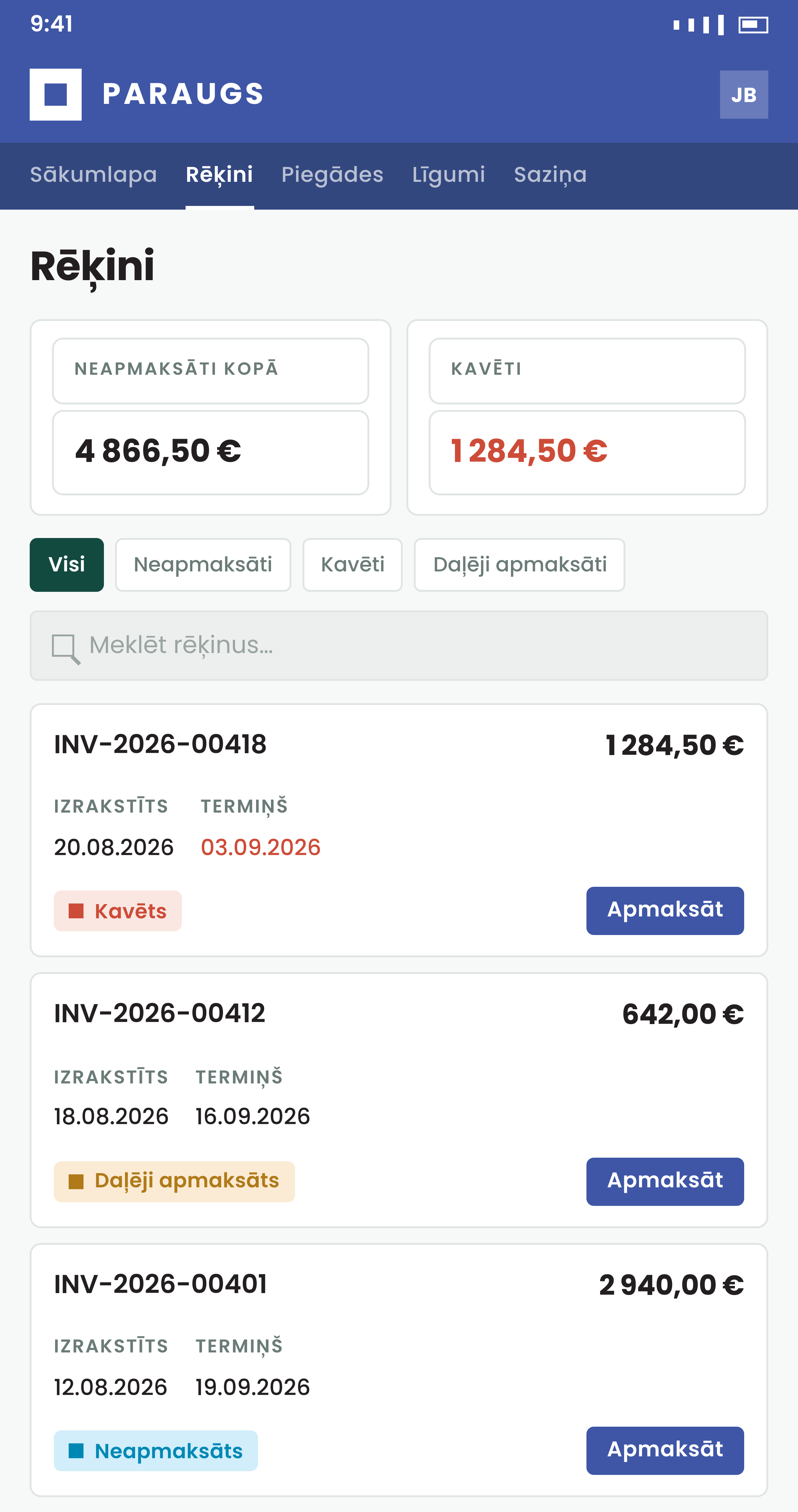 herbe portal invoice list