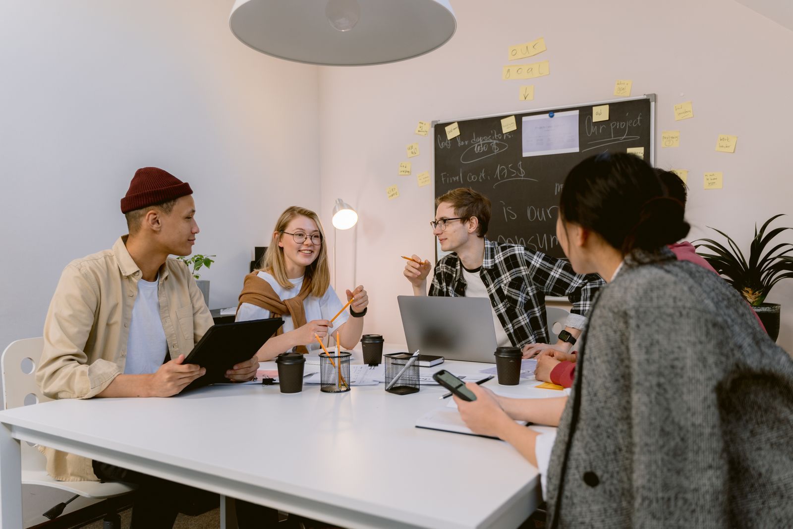 Young professionals collaborating in a modern office