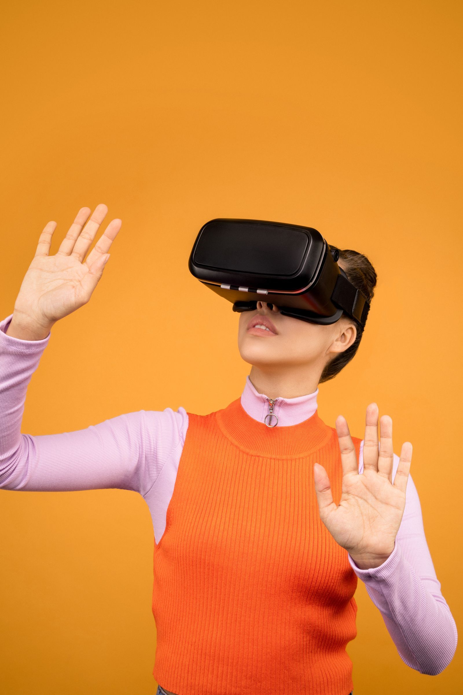 A nursing student wearing a virtual reality headset during a training session