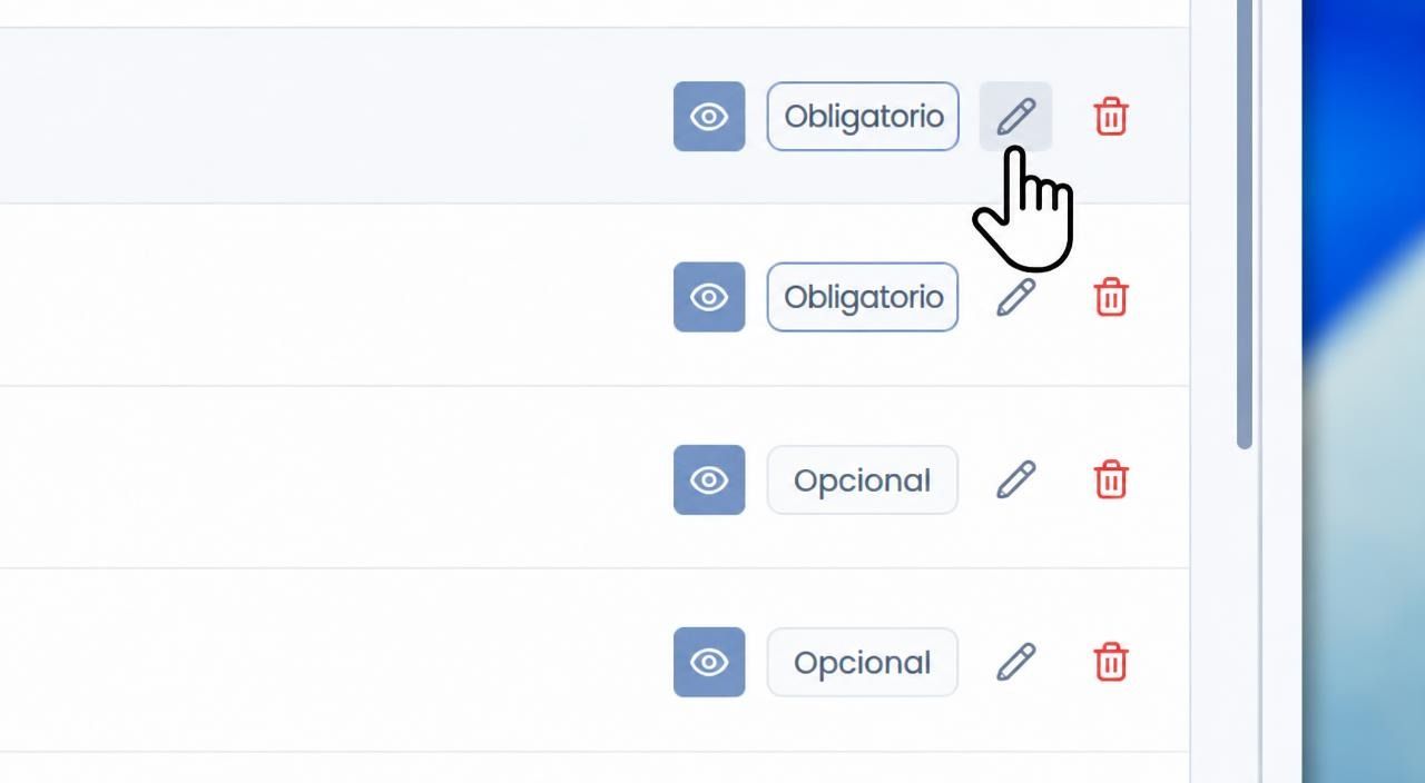 Controles de revisión por actividad en el editor de contenido: vista previa, obligatoria u opcional, editar y borrar