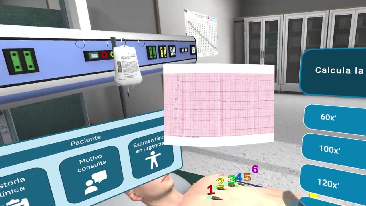 The simulator asking the student to calculate the rate from the enlarged strip