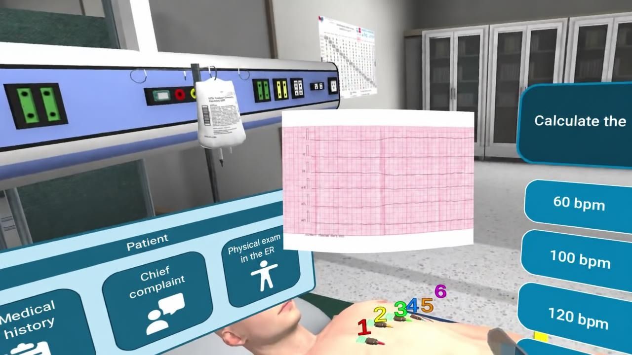 The simulator asking the student to calculate the rate from the enlarged strip