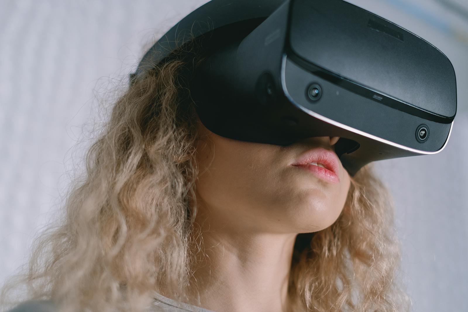 A person practising with a virtual reality headset in a training setting