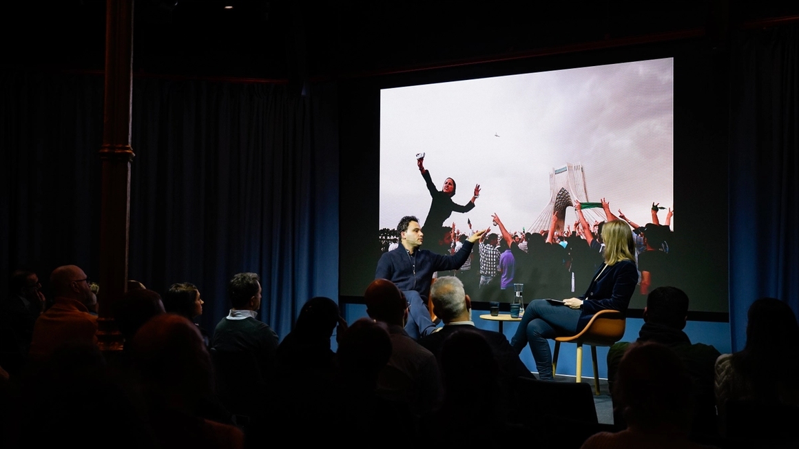 event with javad and ingvill on stage.