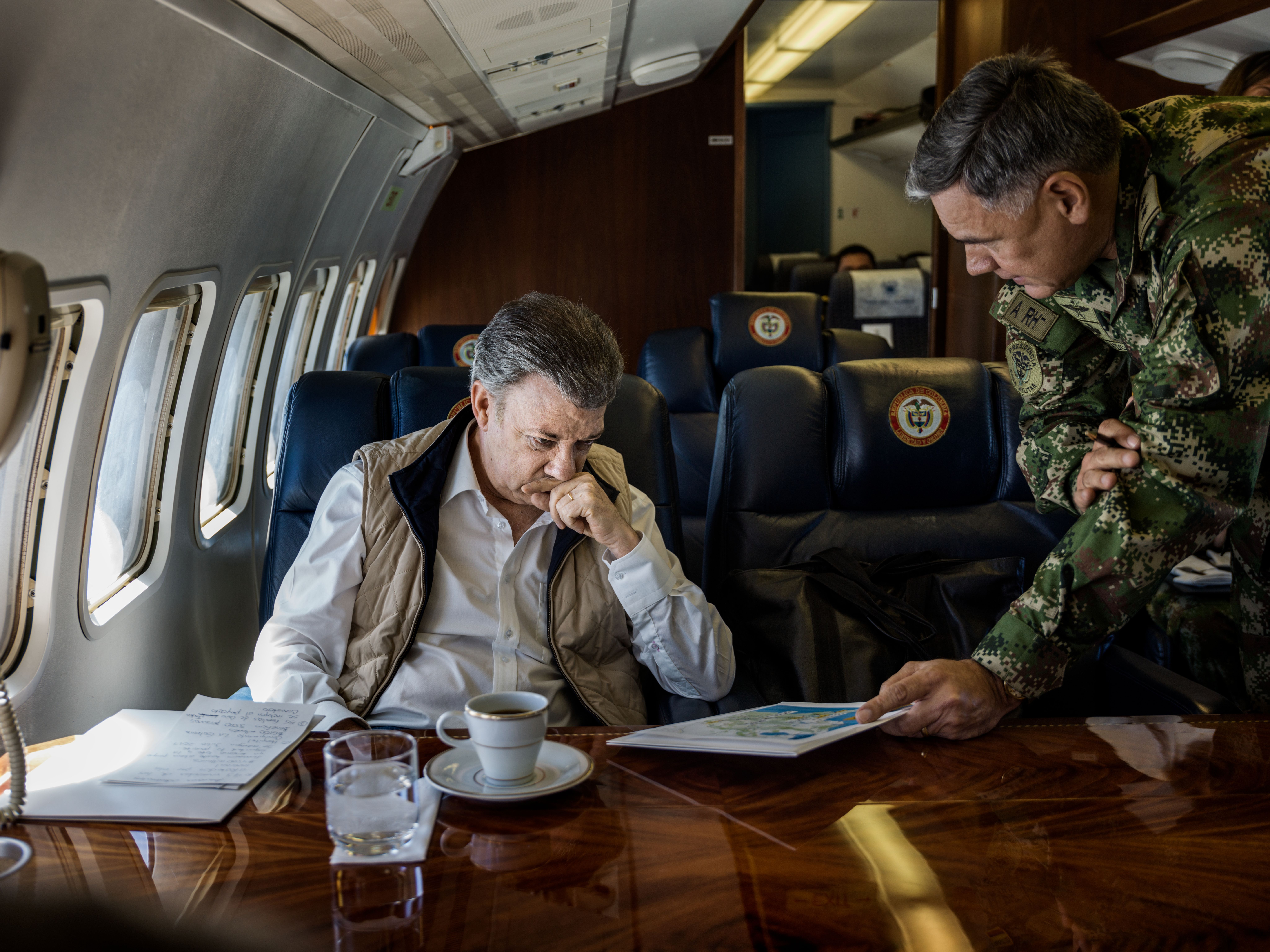 President Santos on his way to Norte Santander, one of the areas far most affected by the armed conflict. 