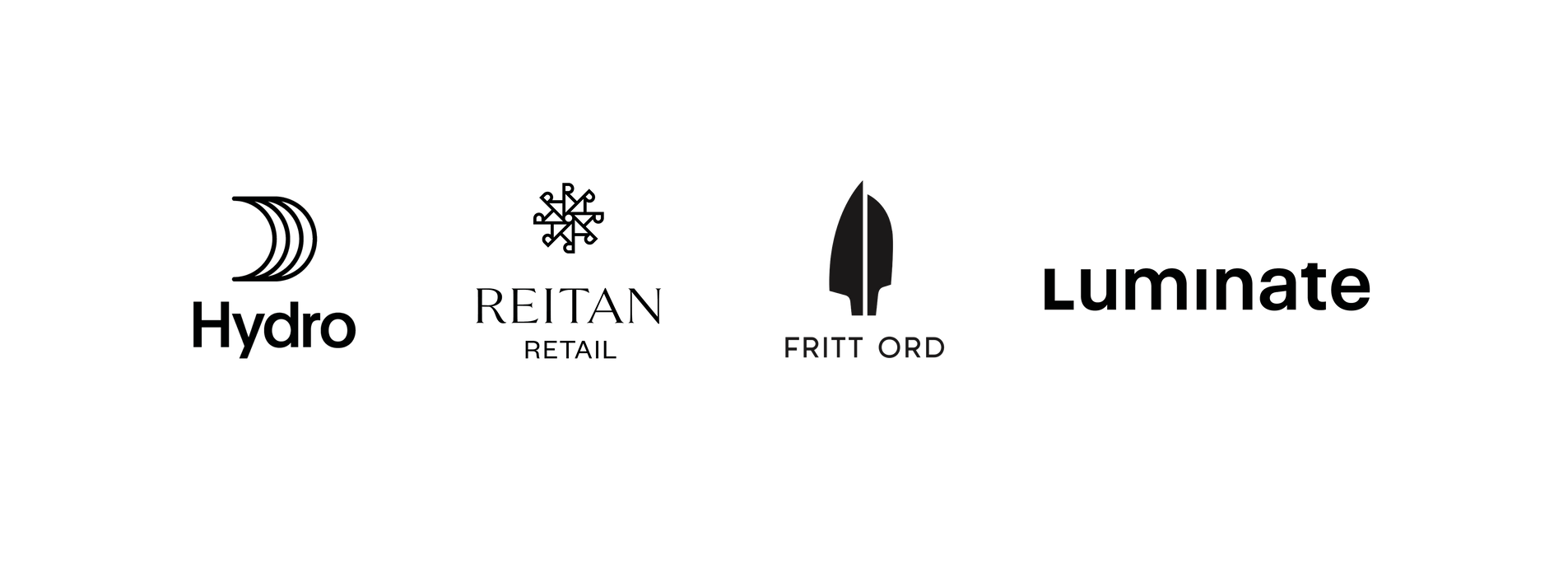 Logos of Hydro, Reitan Retail, Fritt Ord and Luminate