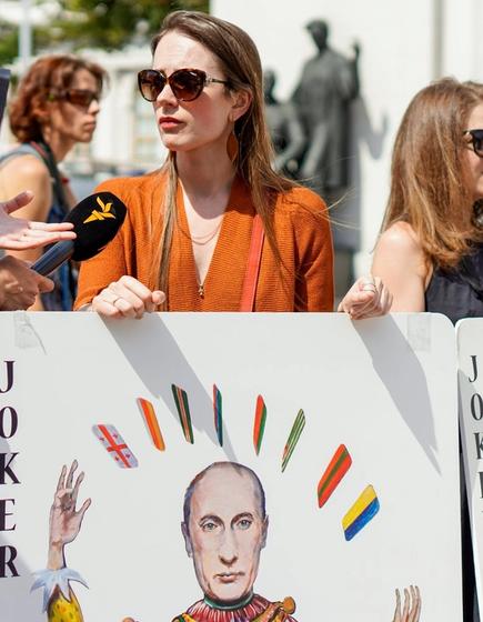 Oleksandra Matviichuk from Center for Civil Liberties, during a protest for the campaign «Prisoner’s Voice».