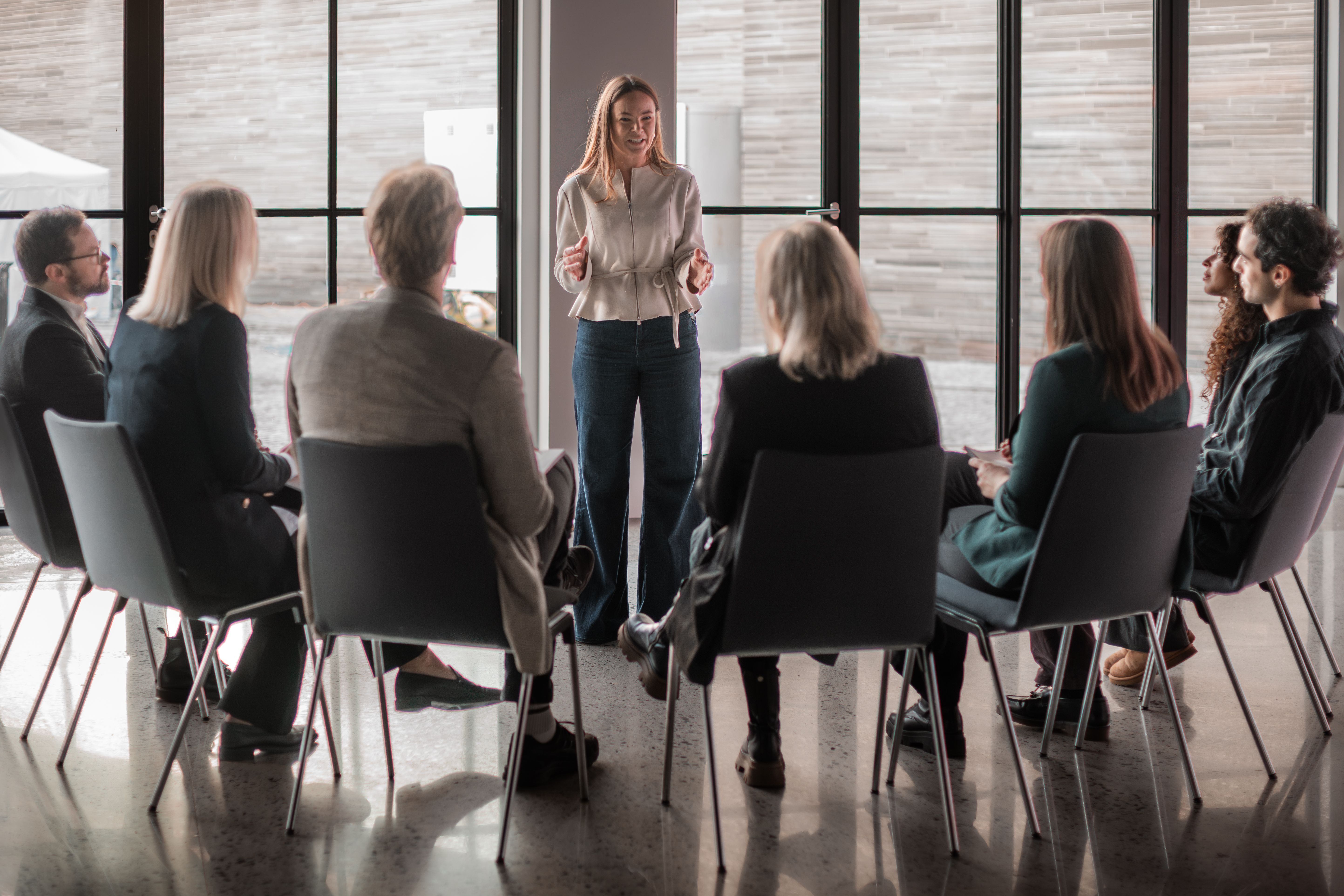 People in a dialogue circle.