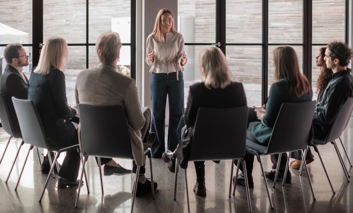 People in a dialogue circle.