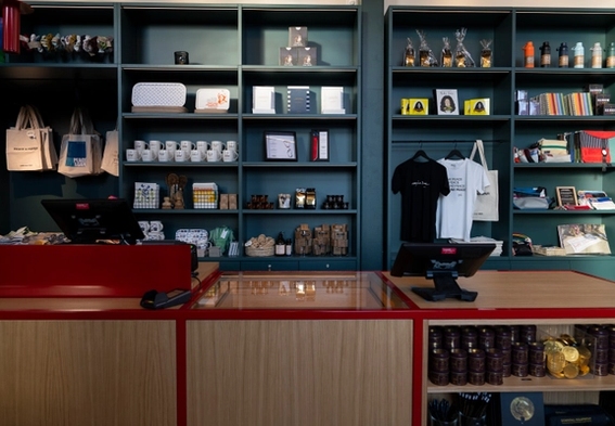 The musem shop, with merchandise and items for sale