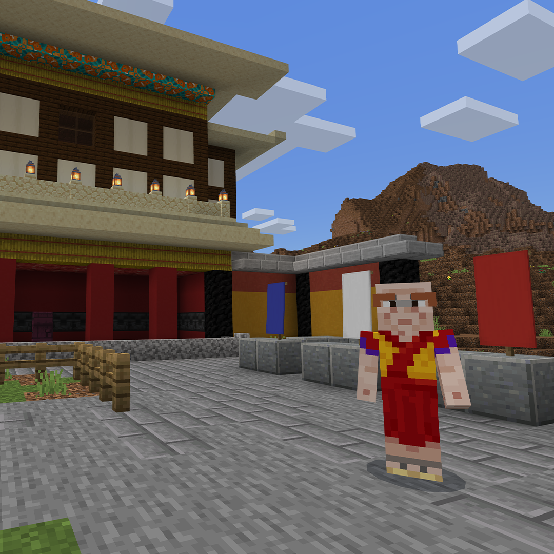 His Holiness the 14th Dalai Lama in the Minecraft world