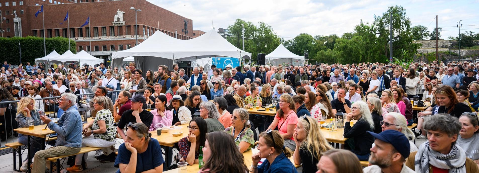 The big crowd of people gathered at the festival.