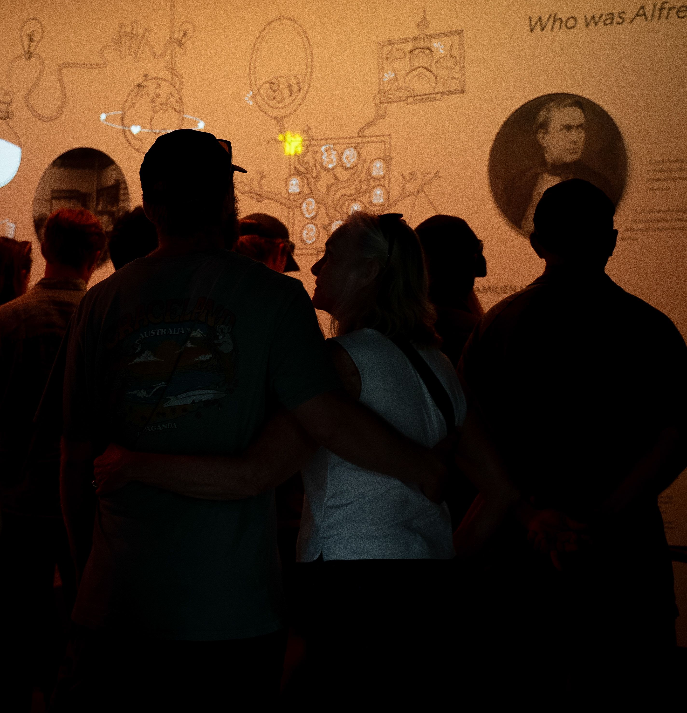 People getting a guided tour in the exhibitions