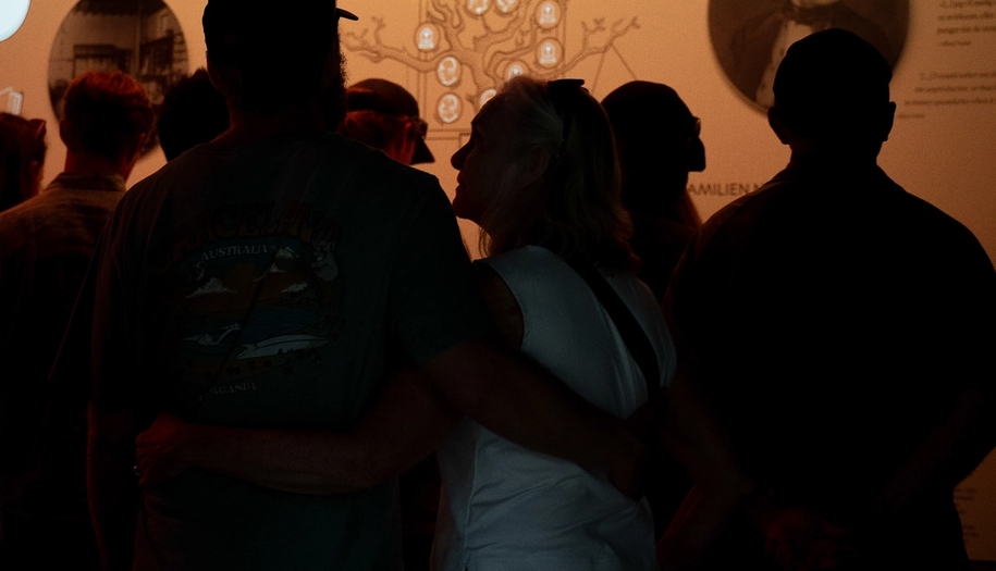 People getting a guided tour in the exhibitions