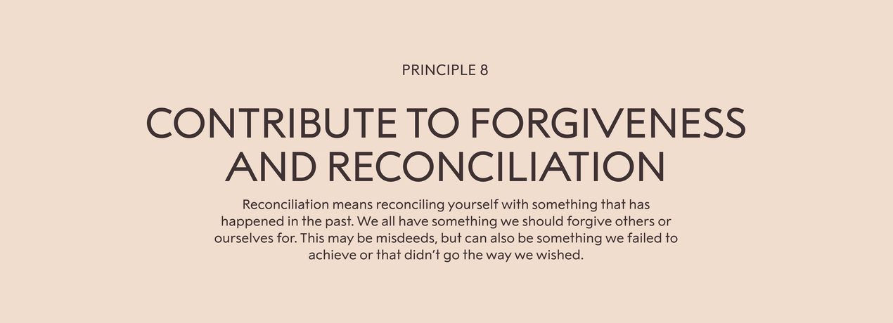 Principle 8: contribute to forgiveness and reconciliation