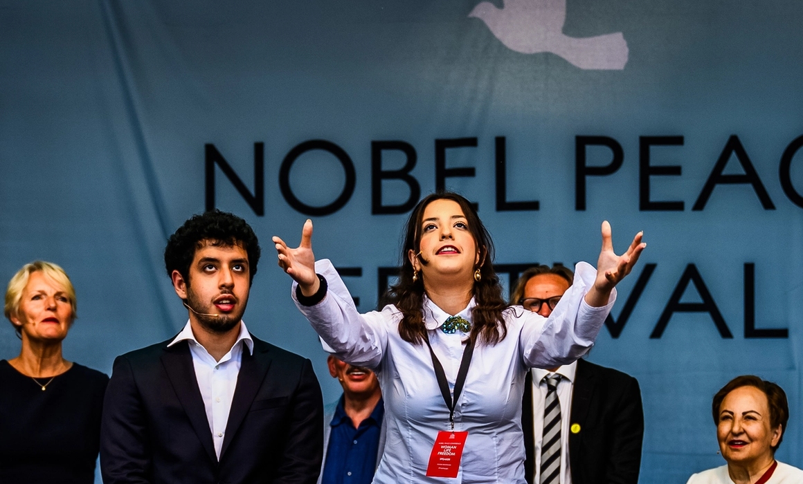 release of peace dove on stage