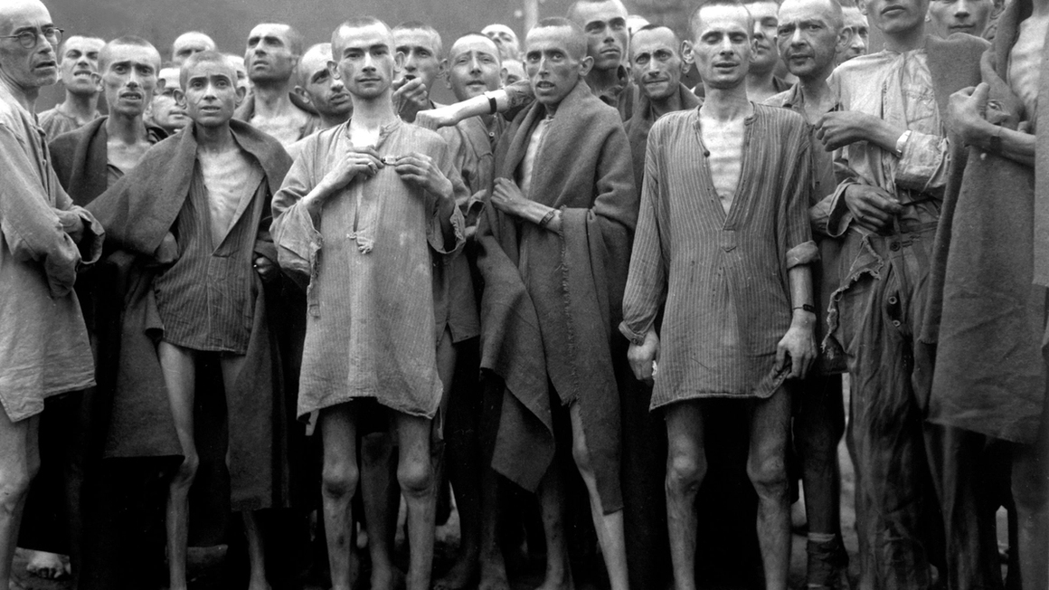 Prisoners in concentration camp during world war 2.