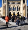 The announcement of the Peace Prize in 2024, the outside of the nobel peace center.