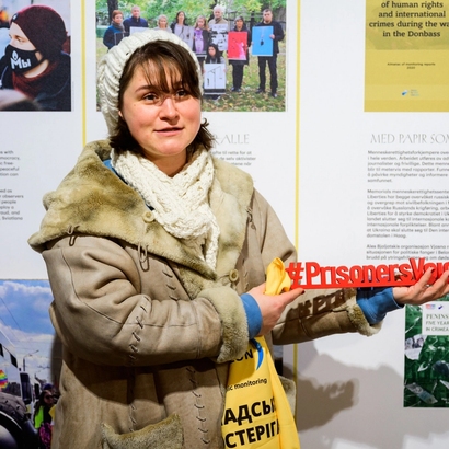 Showing Peace Prize laureate in the peace prize exhibition.