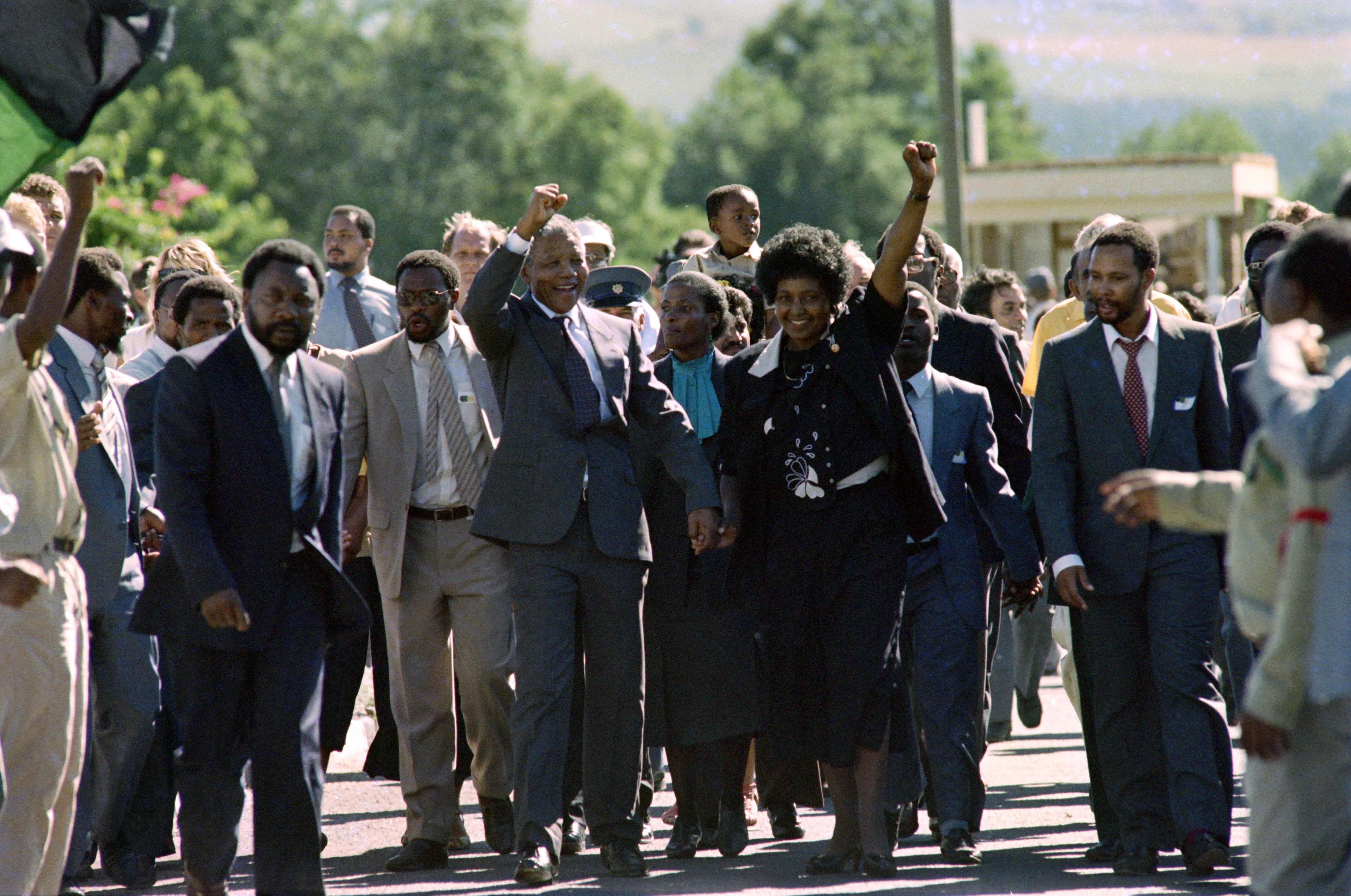 historical photo of Nelson Mandela in South Africa